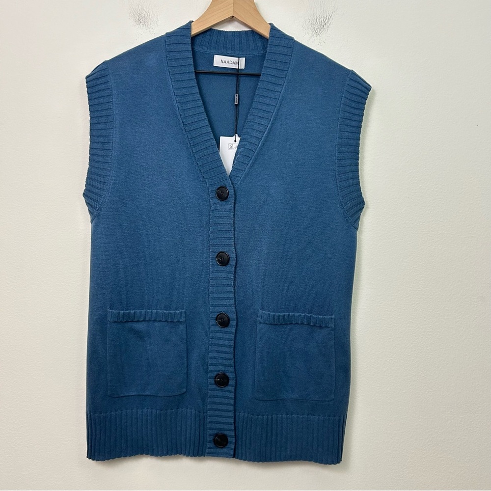 NEW Naadam Silk Cashmere Blue Sweater Vest‎ Womens Small